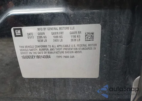 2011 Cadillac Cts Luxury z USA, uszkodzony, nr VIN 1G6DG5EY1B0143084